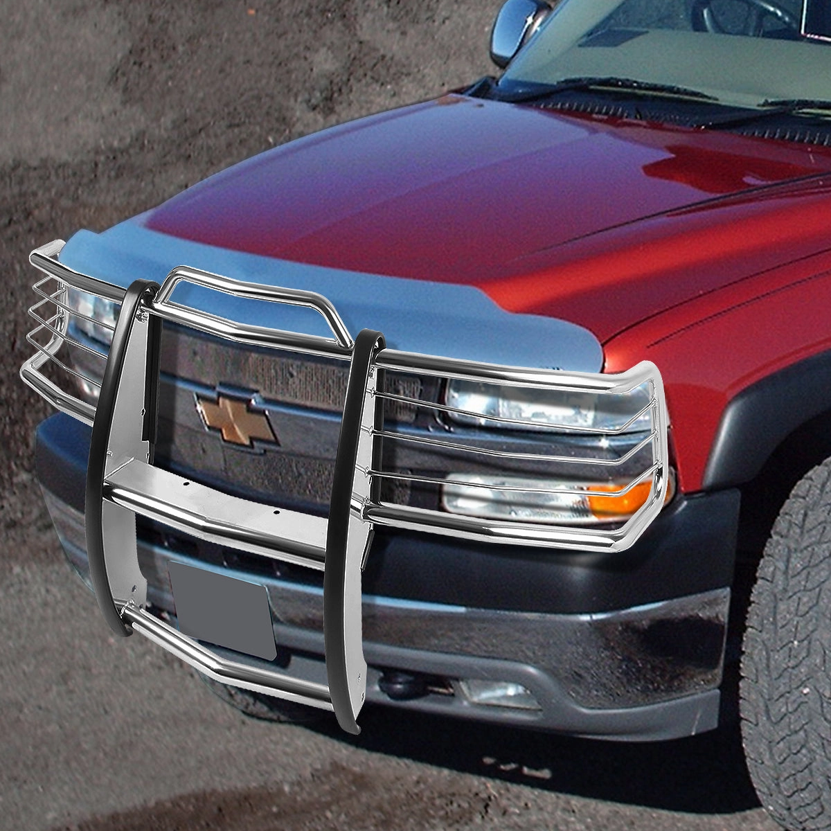 01-06 Chevy Silverado 1500HD 2500HD 3500 Brush Grille Guard - Stainless Steel