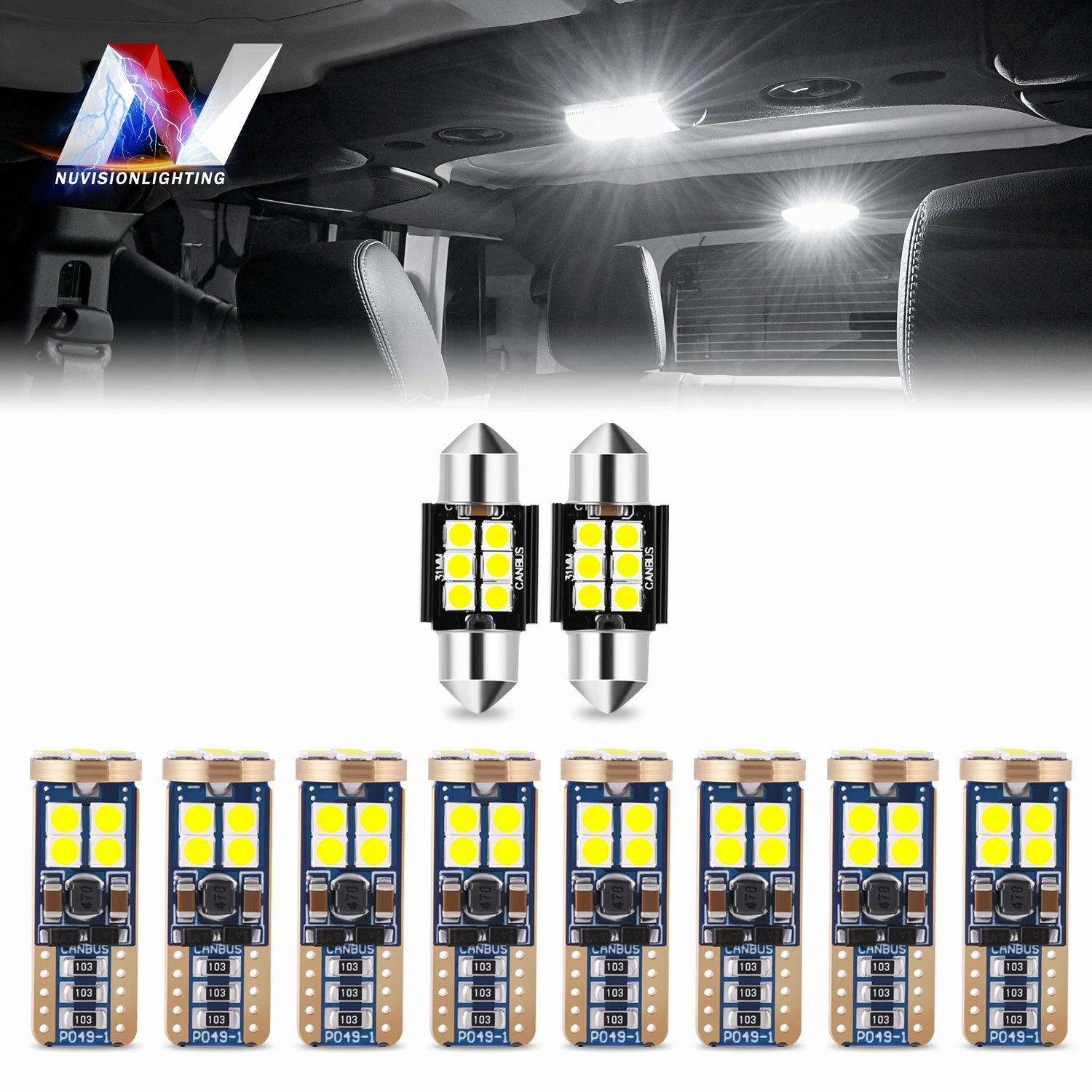 10PCS 5500K Pure White LED Light Bulb Kit <br>08-13 Toyota Highlander