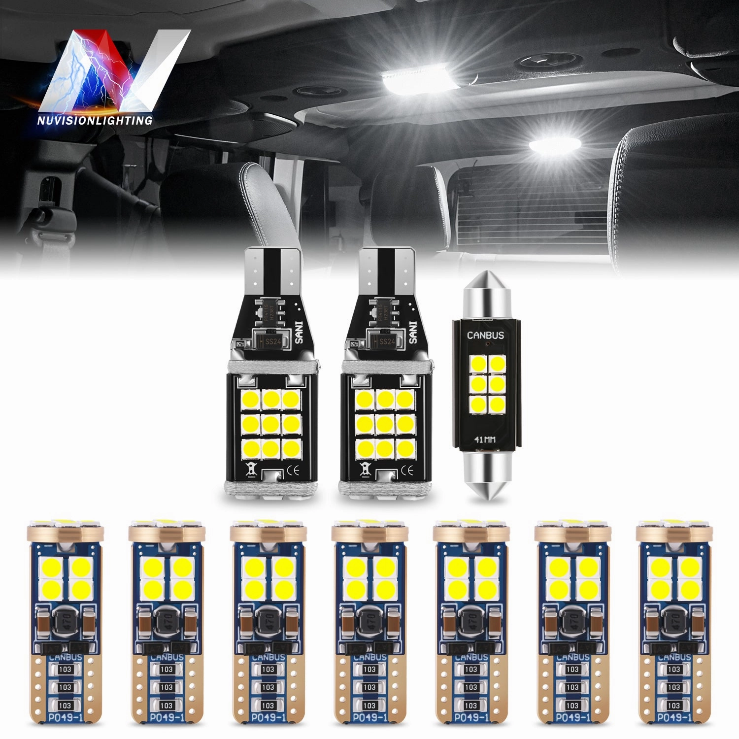 10PCS 5500K Pure White LED Light Bulb Kit <br>09-18 Dodge Ram 1500-3500, 18-22 Classic