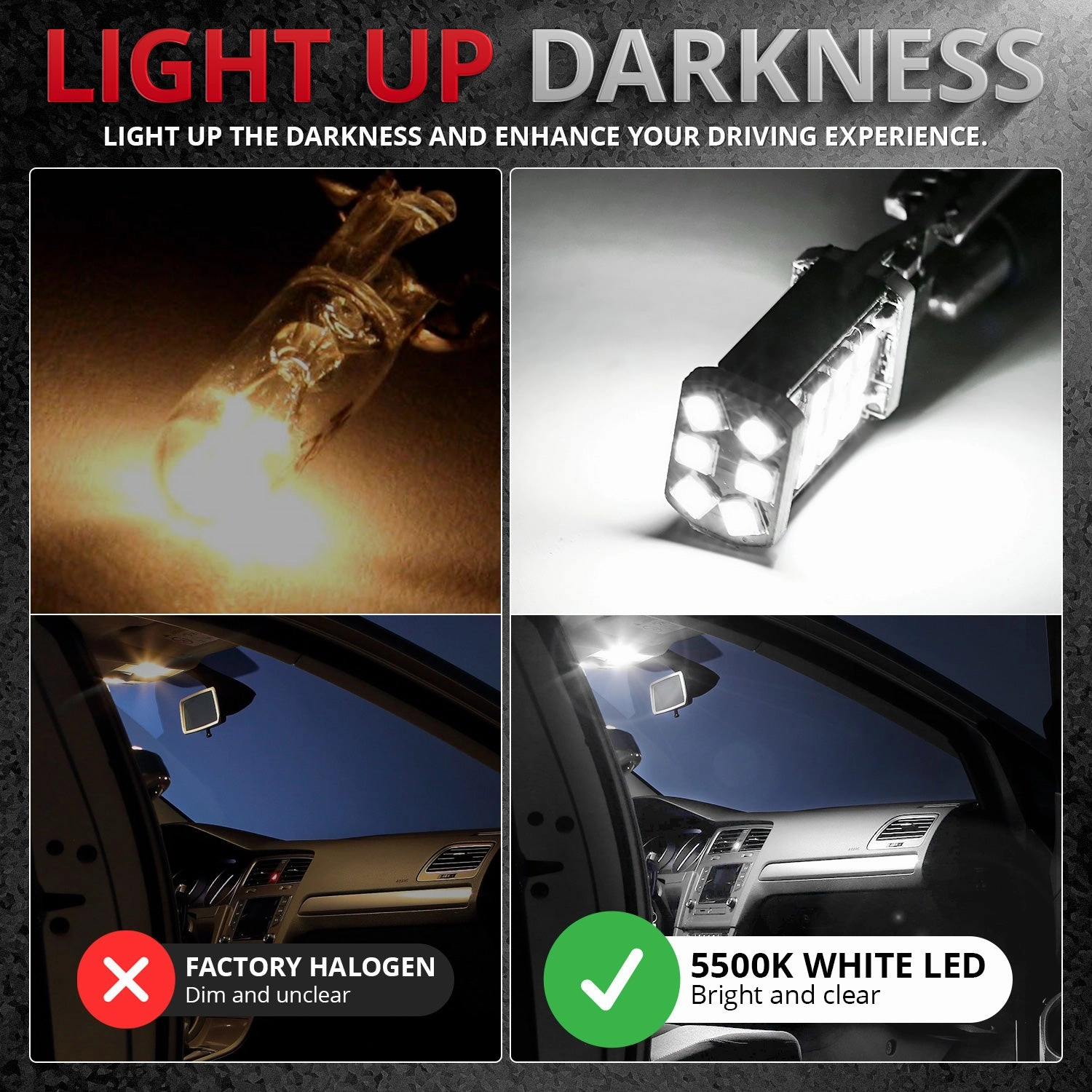 10PCS 5500K Pure White LED Light Bulb Kit <br>12-17 Toyota Camry