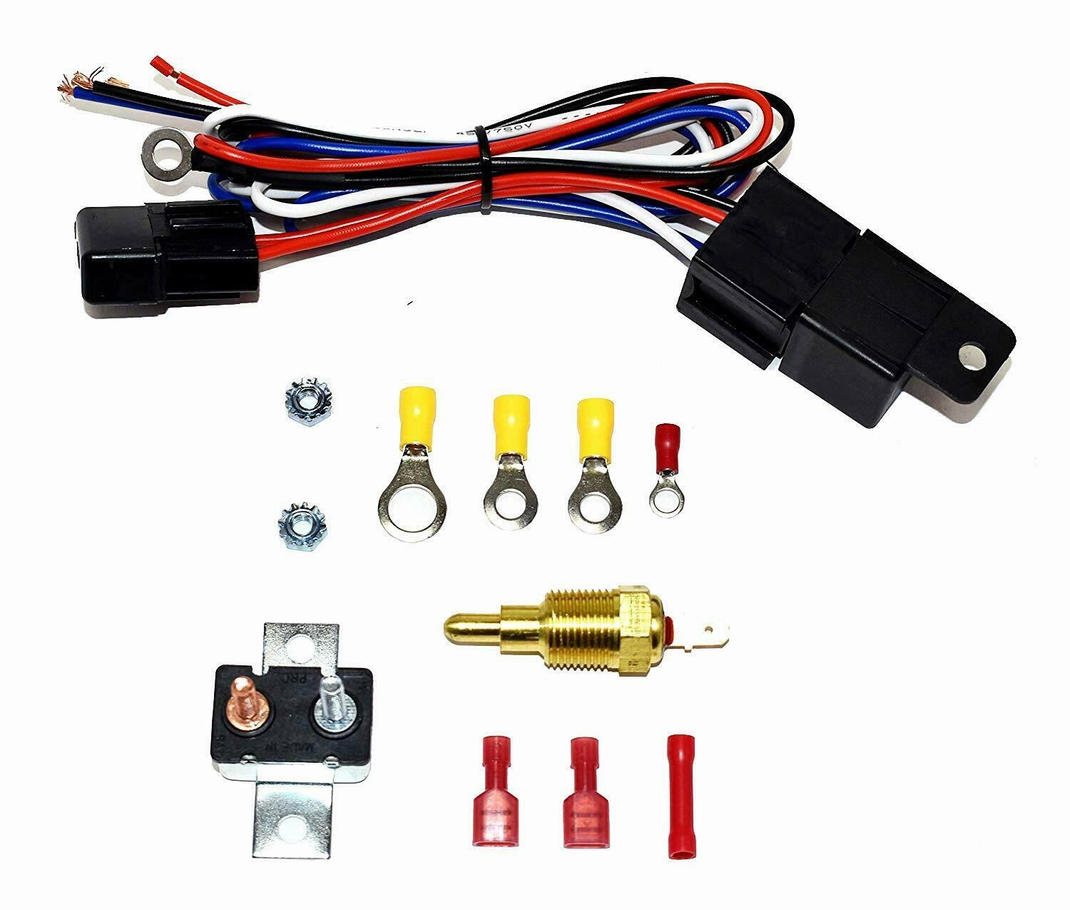 140041 16" Electric Curved Blade Reversible Cooling Fan 12v 3000cfm  Thermostat Kit