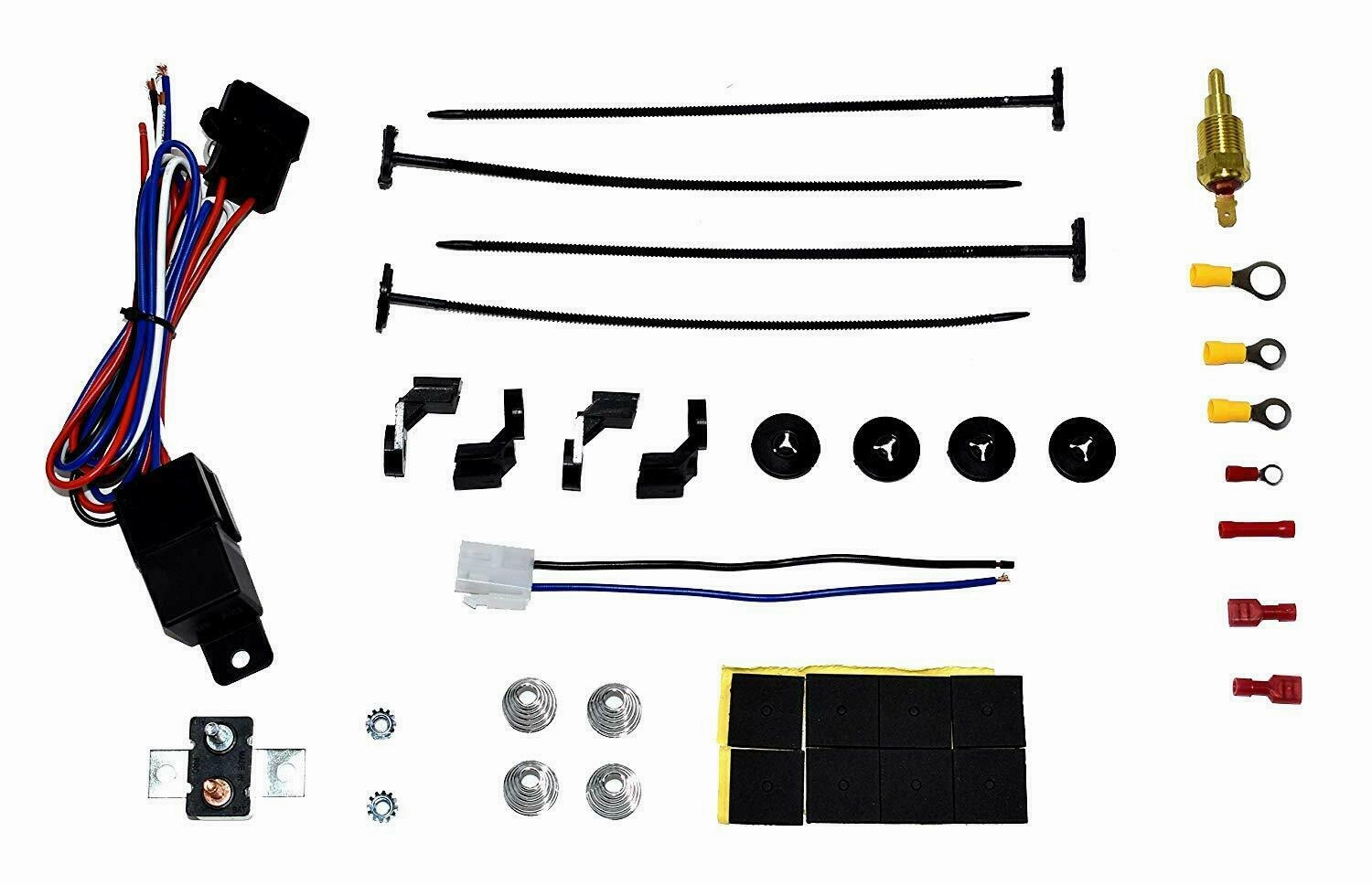 140041 16" Electric Curved Blade Reversible Cooling Fan 12v 3000cfm  Thermostat Kit