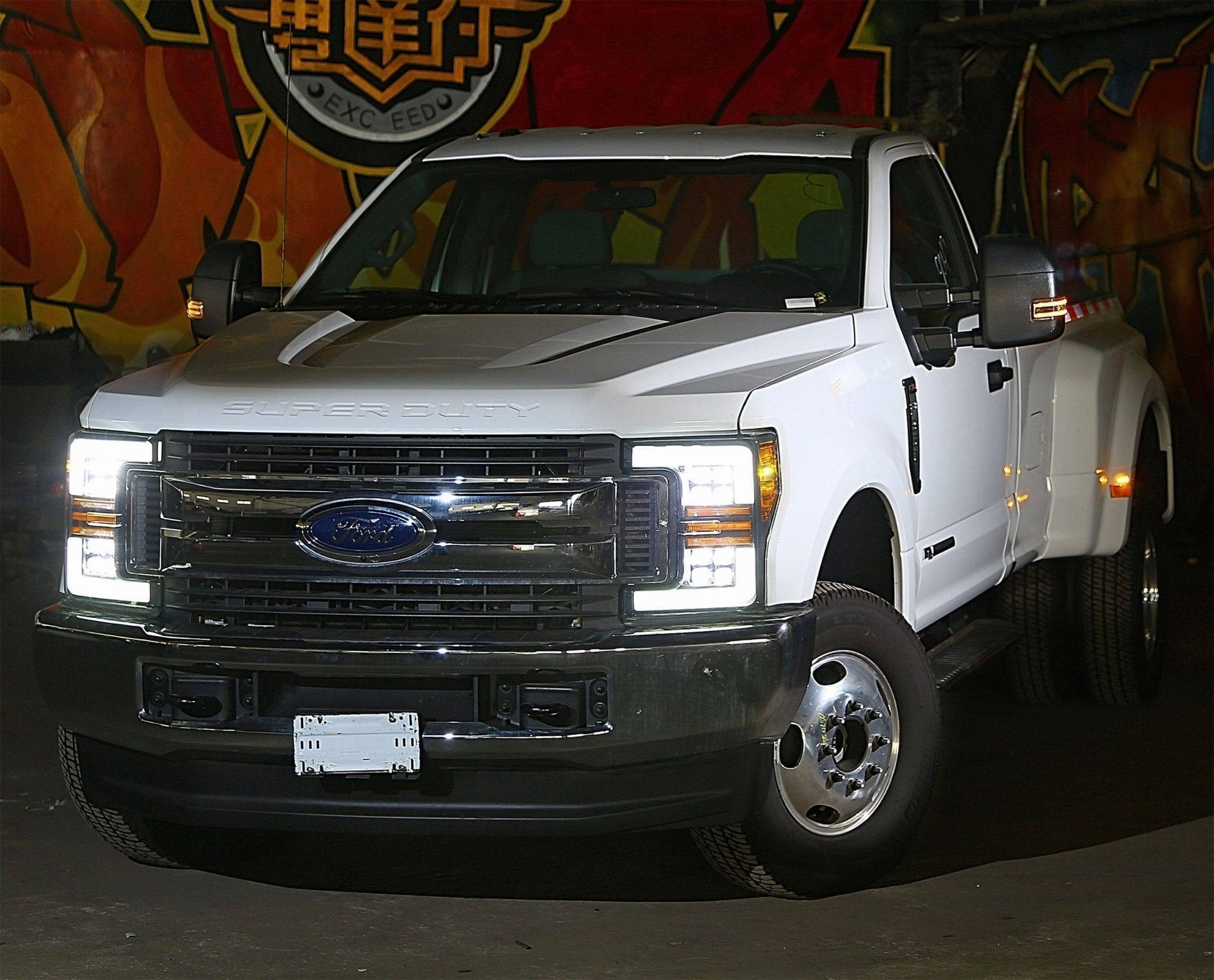 17-19 Ford Super Duty NOVA-Series LED Projector Headlights Jet Black