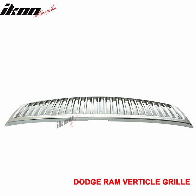 1994-2002 Dodge Ram 1500 2500 3500 Chrome Vertical Grille Unpainted