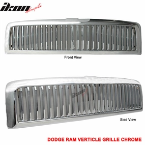 1994-2002 Dodge Ram 1500 2500 3500 Chrome Vertical Grille Unpainted
