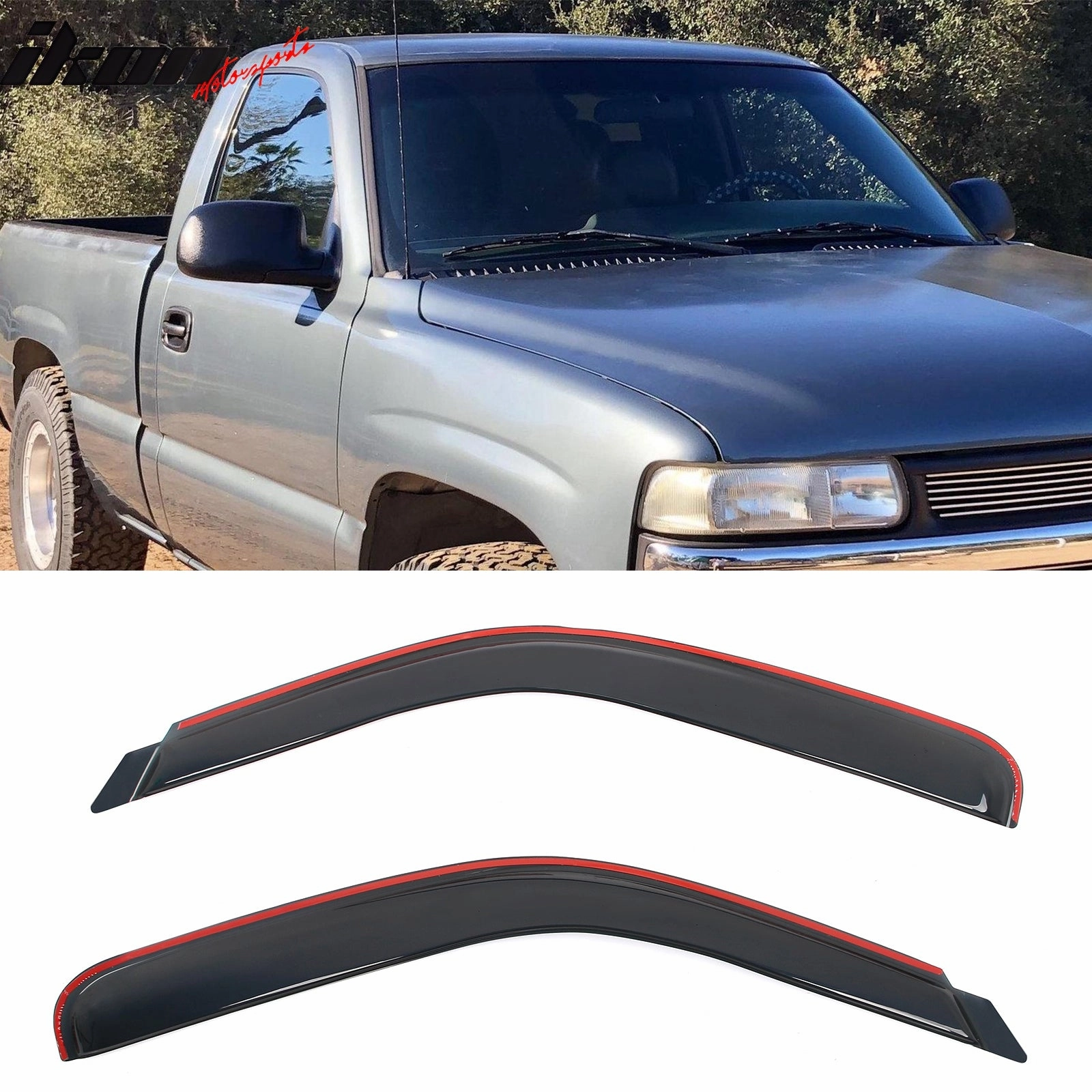 1999-2007 Silverado Sierra Standard Cab Smoke Window Visors Acrylic