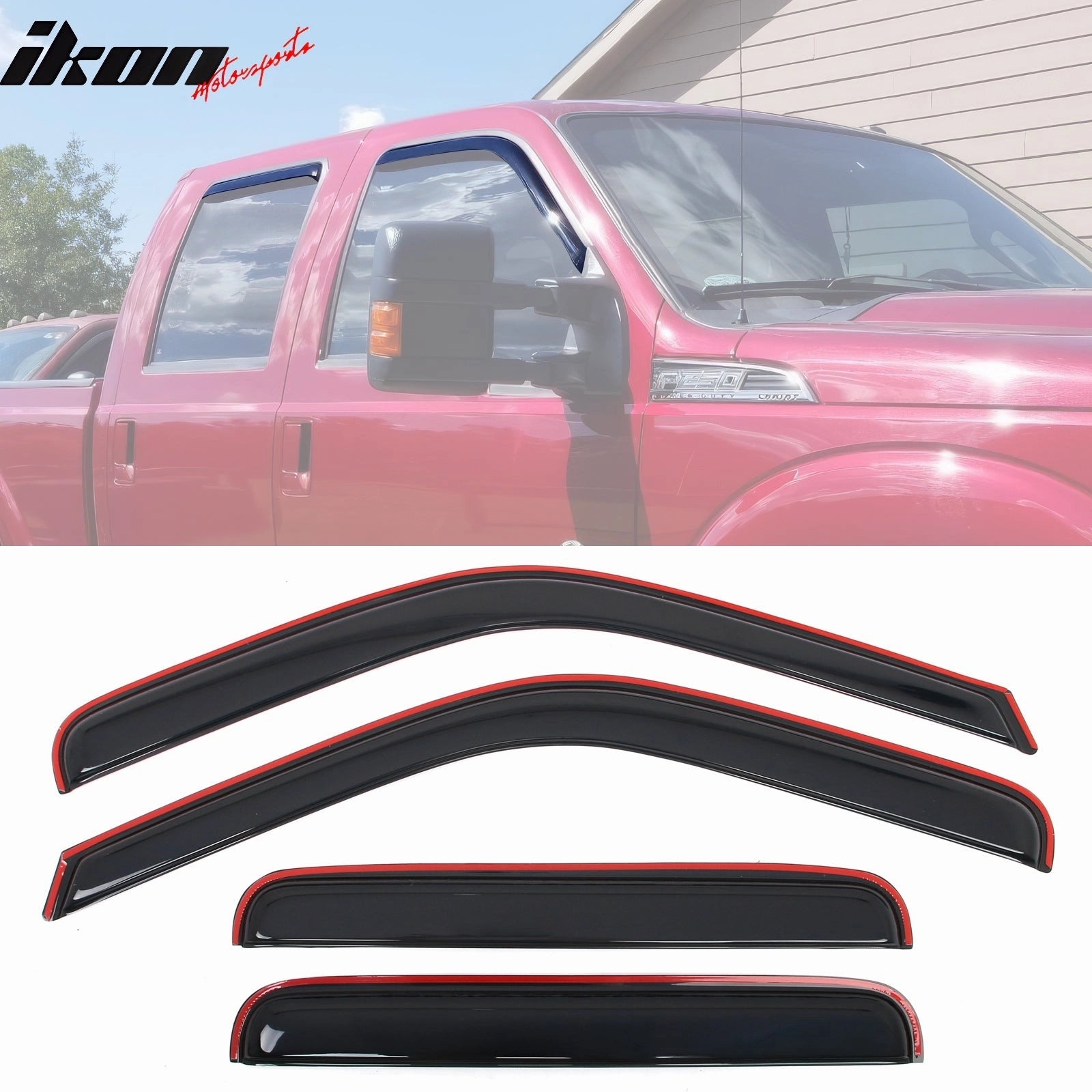 1999-2016 Ford F250-F550 Super Duty Crew Cab Window Visors In-Channel