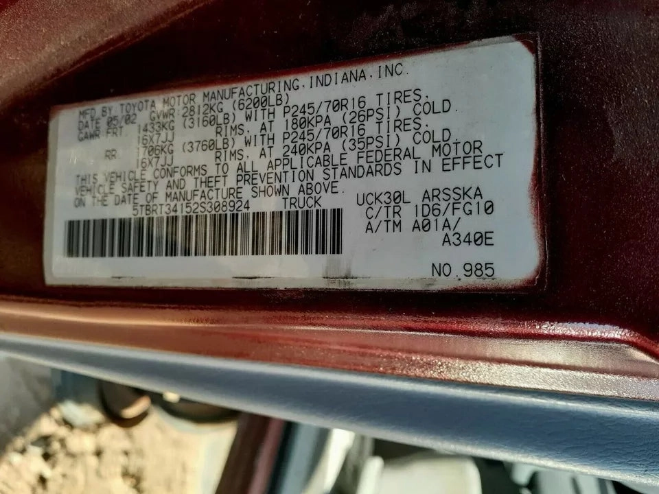 2001 2002 2003 2004 TOYOTA SEQUOIA ENGINE MOTOR ASSEMBLY 4.7L V8 2UZFE