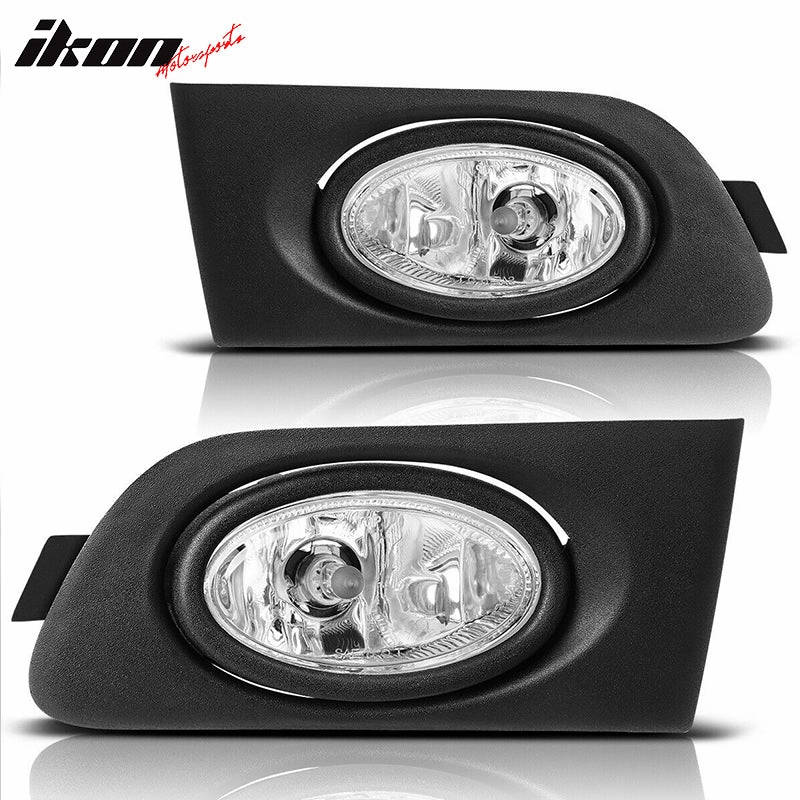 2001-2003 Honda Civic Black Housing Clear Lens Fog Lights Lamp Pair