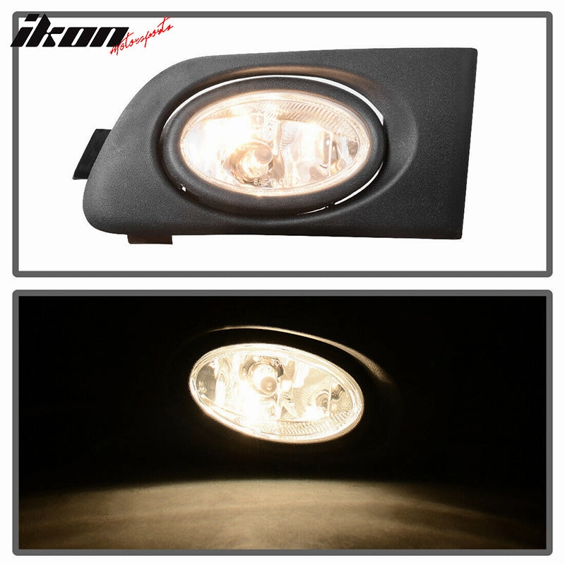 2001-2003 Honda Civic Black Housing Clear Lens Fog Lights Lamp Pair