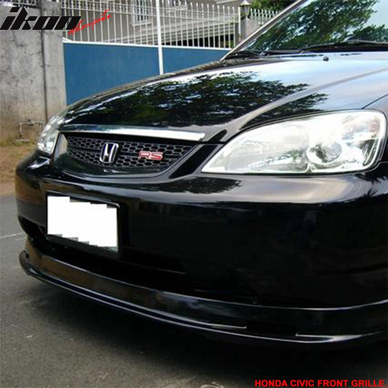 2001-2003 Honda Civic RS Style Unpainted Black Front Bumper Grille ABS