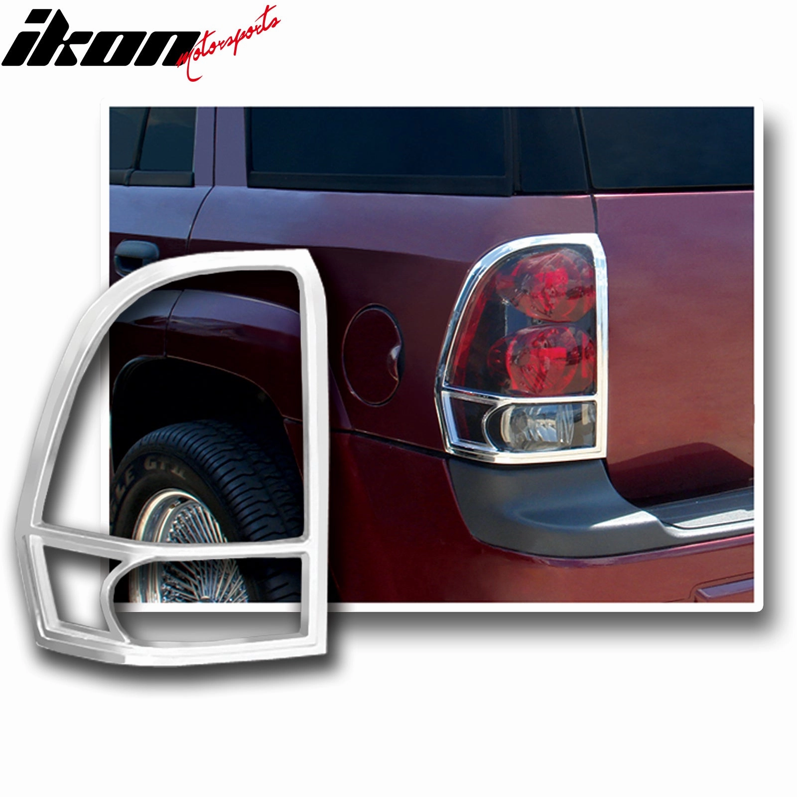 2002-2009 Chevrolet TrailBlazer Tail Light Bezels Trim Chrome ABS 2PCS