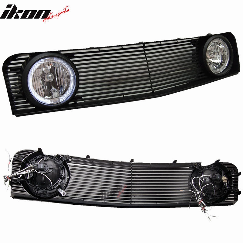 2005-2009 Ford Mustang Black Mesh Front Upper Grille Halo Fog Lights