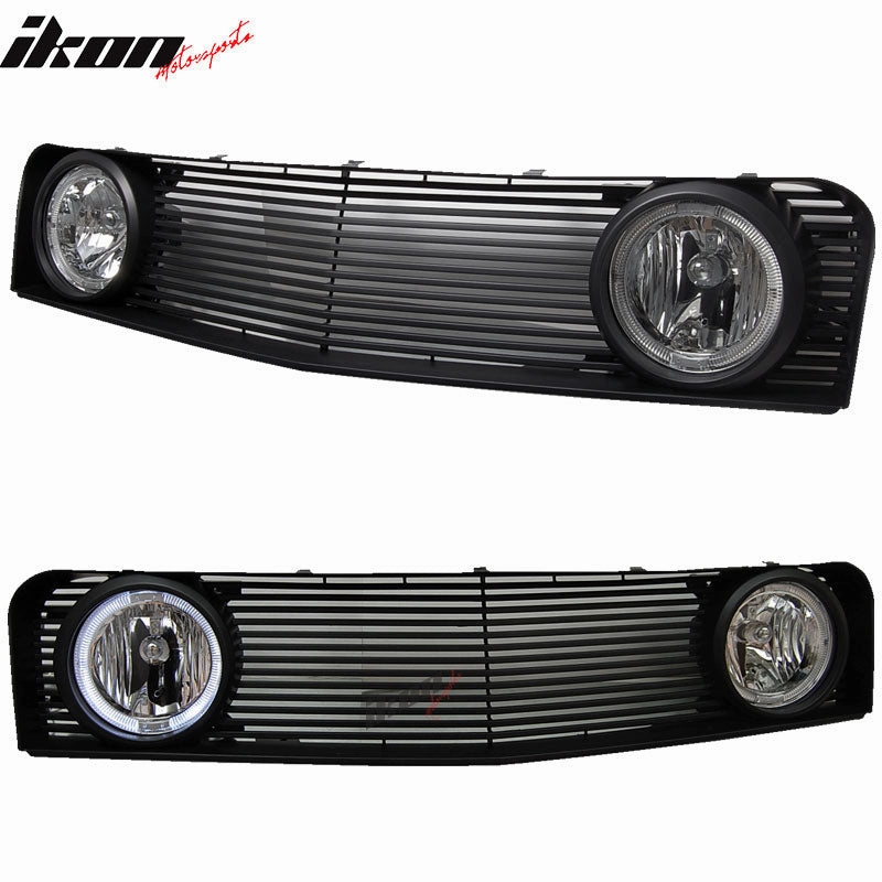 2005-2009 Ford Mustang Black Mesh Front Upper Grille Halo Fog Lights