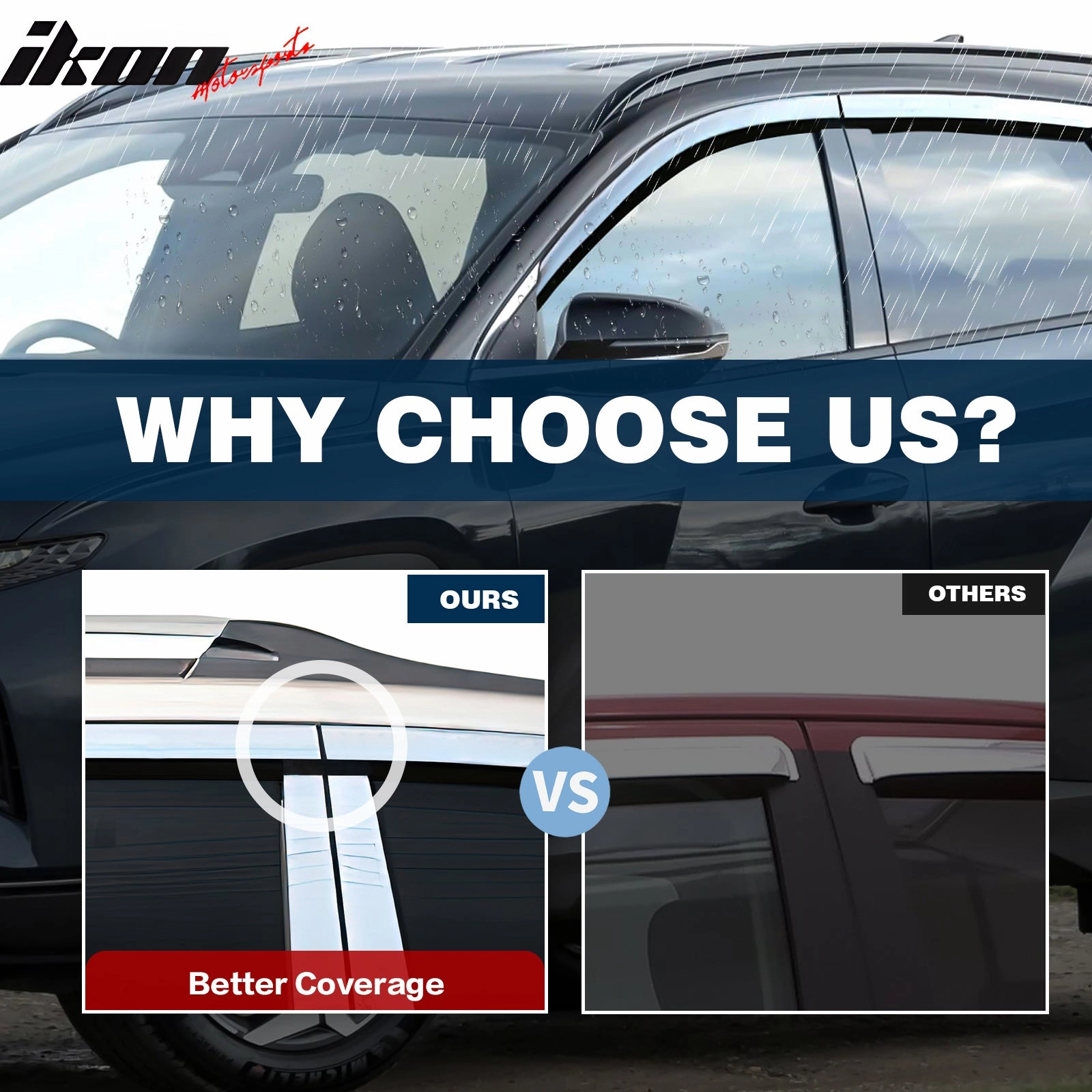 2006-2010 Hyundai Sonata Tape-On Chrome 4PCS Window Visors Guards ABS