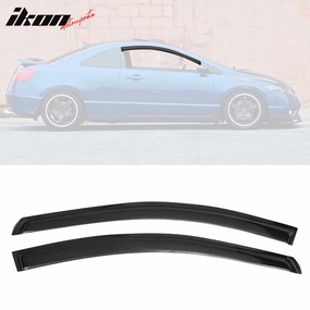 2006-2011 Honda Civic Black Slim Style Visor Window Acrylic