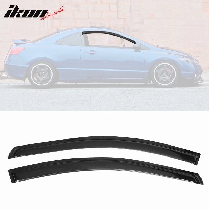 2006-2011 Honda Civic Black Slim Style Visor Window Acrylic