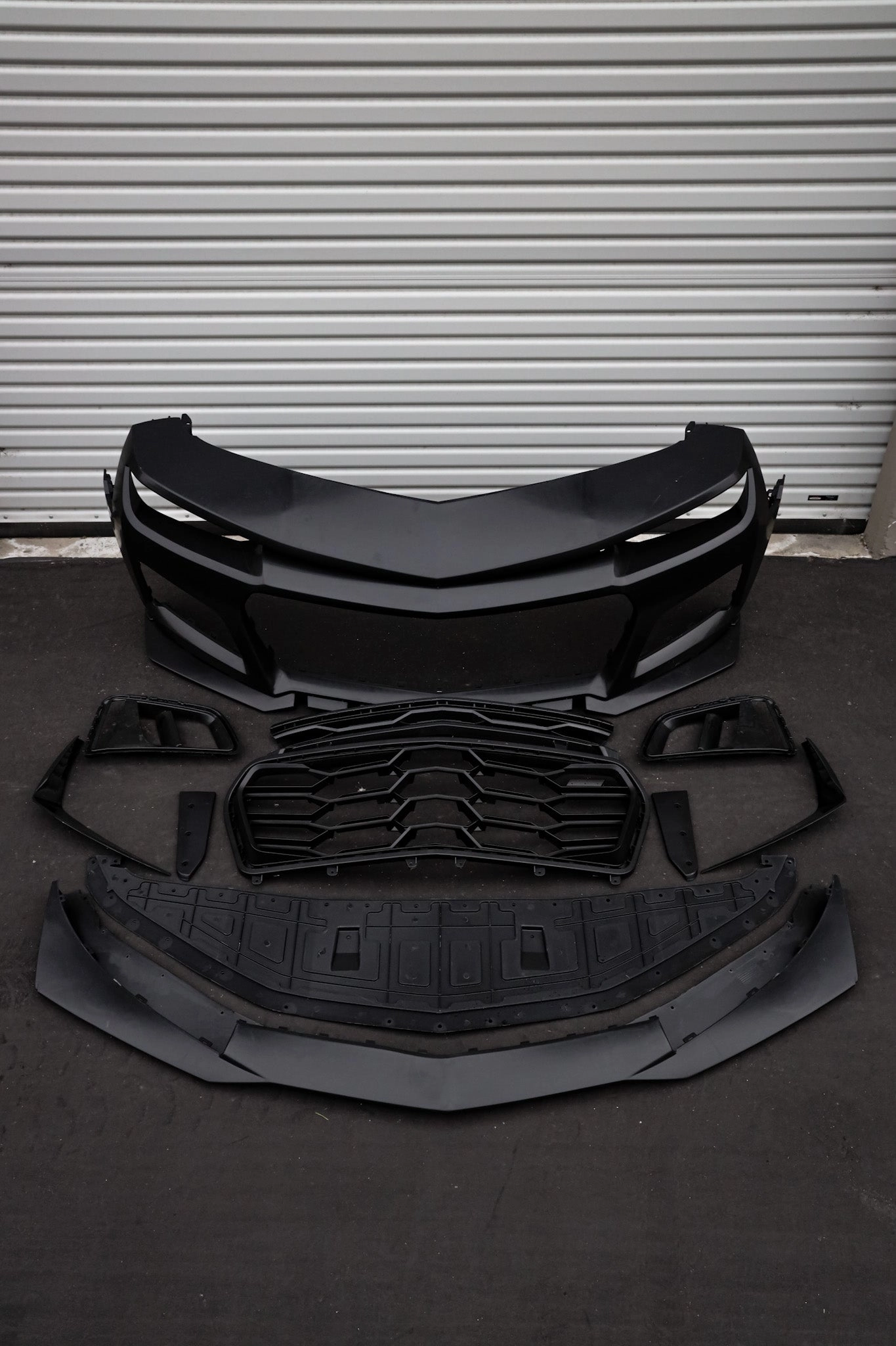 2010-2015 Chevy Camaro ZL1 1LE Track Package Front Bumper Conversion 11pcs Full Kit Flat BLK Body Kit