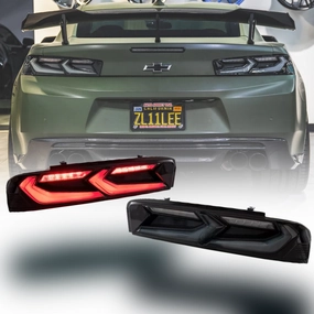 2016-2018 CHEVY CAMARO UMBRA LED TAILLIGHTS GLOSS BLACK/SMOKE LENS