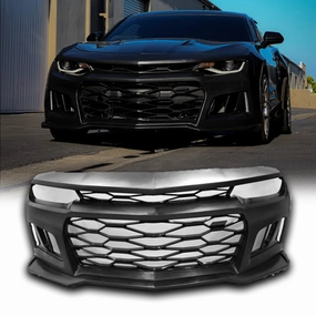 2016-2018 Chevy Camaro ZL1 Front Bumper Conversion 7pcs Ful Kit Flat BLK