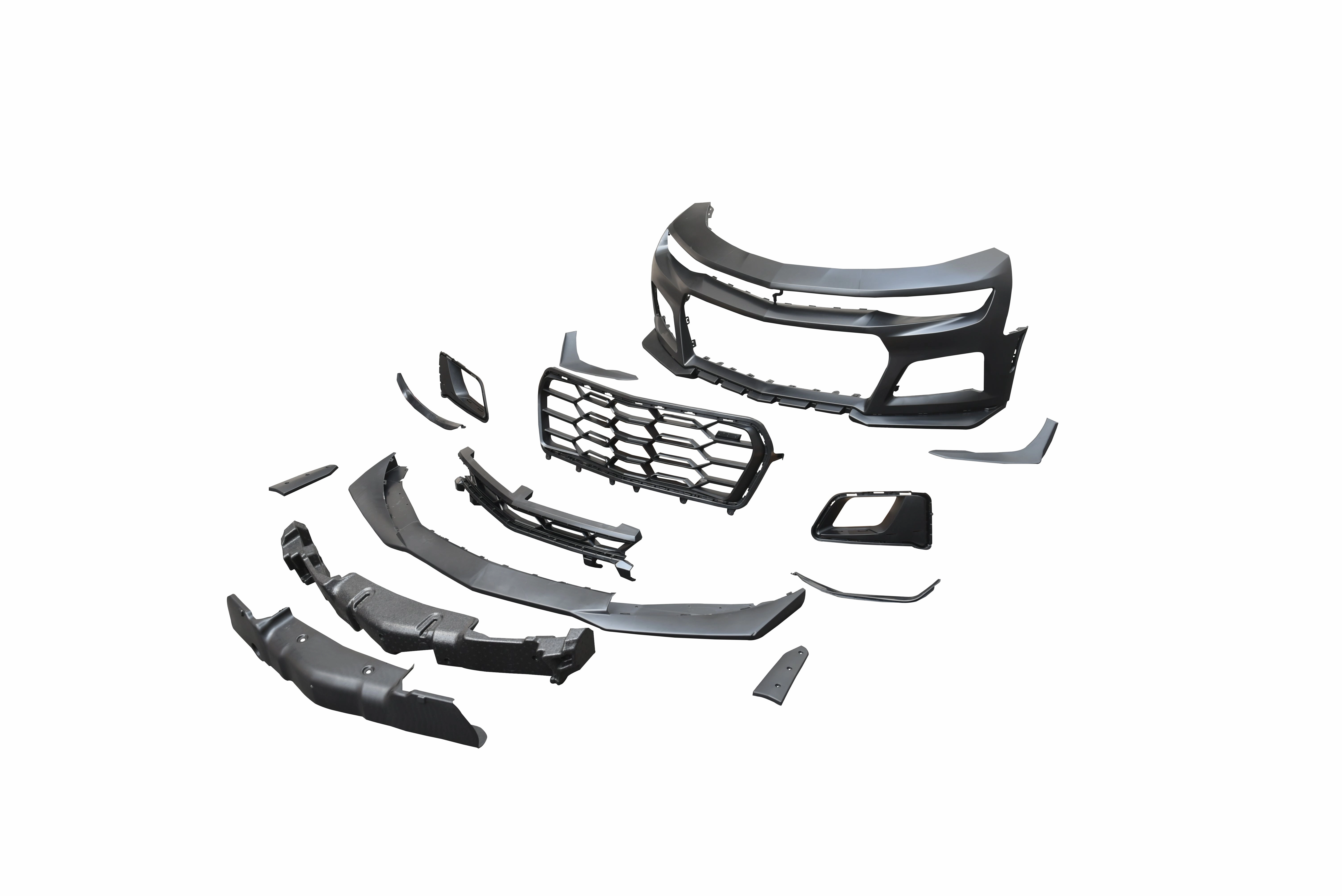 2019-2025 Chevy Camaro ZL1 1LE Track Package Front Bumper Conversion 13pcs Full Kit Flat BLK for Non-RS Headlights