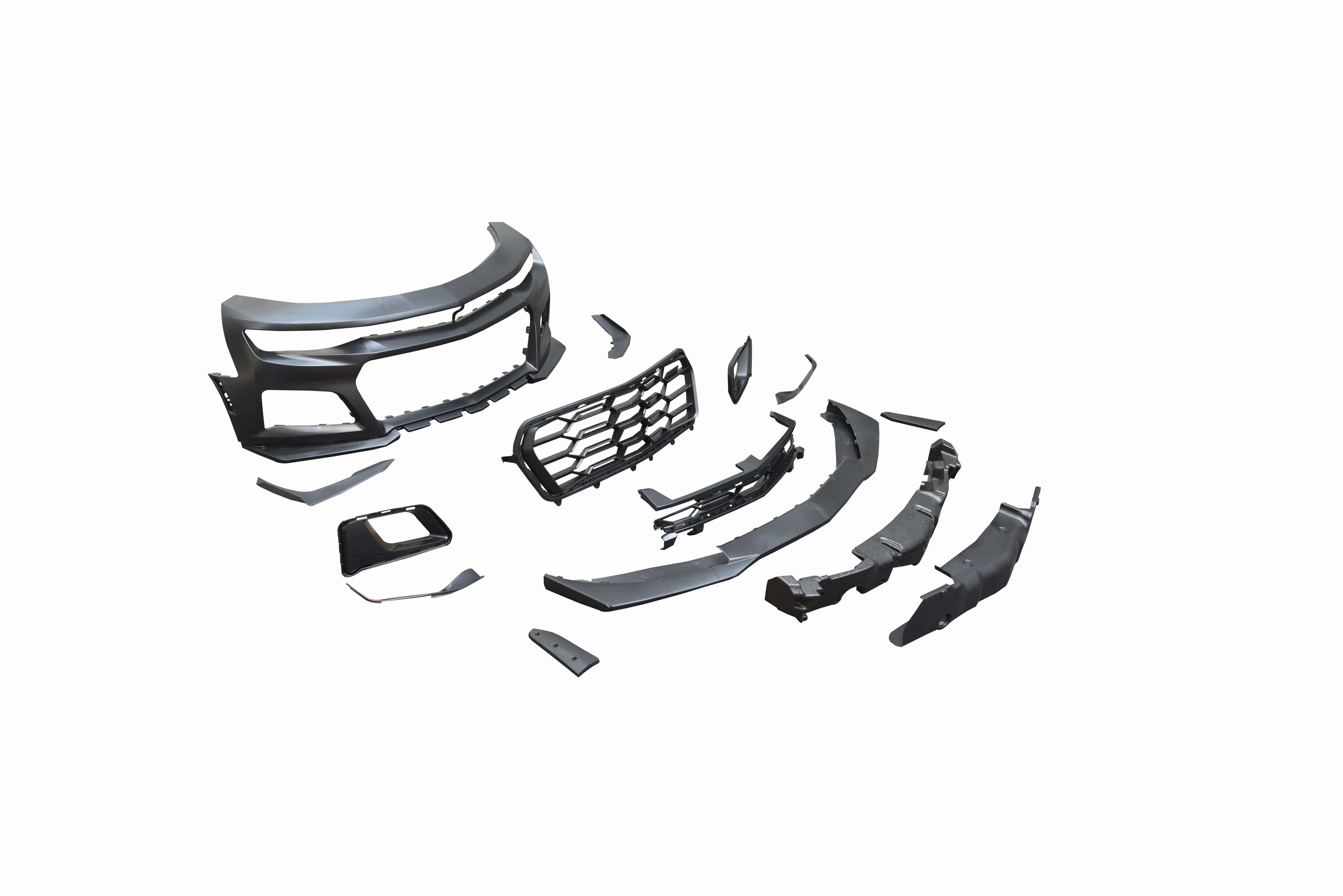 2019-2025 Chevy Camaro ZL1 1LE Track Package Front Bumper Conversion 13pcs Full Kit Flat BLK for Non-RS Headlights