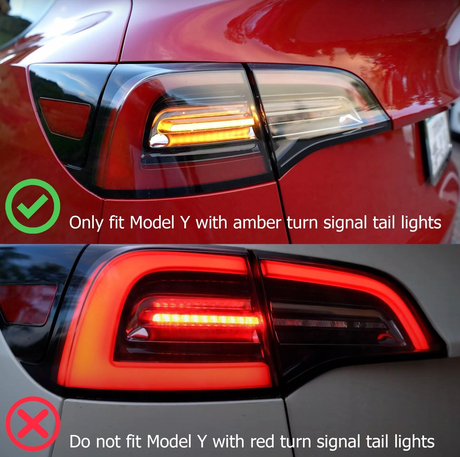 20-24 Tesla Model Y (With Stock Amber Turn Signal) PRO-Series LED Tail Lights Red Smoke
