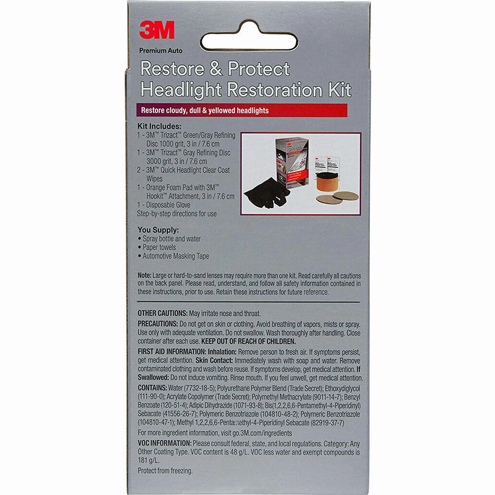 3M Auto Restore and Protect Headlight Restoration Kit, Clearer Headlights in 2 Easy Steps, 39194
