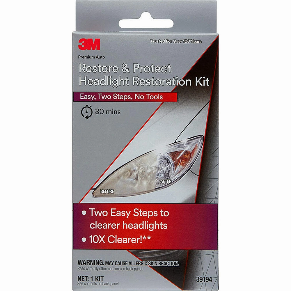 3M Auto Restore and Protect Headlight Restoration Kit, Clearer Headlights in 2 Easy Steps, 39194