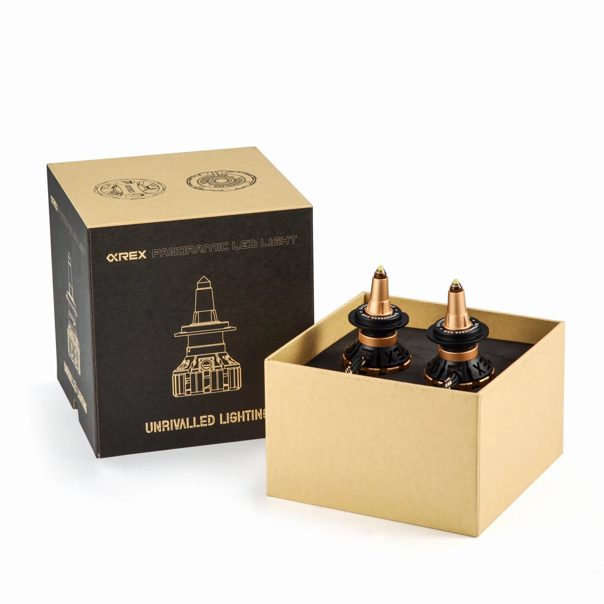 AlphaRex Gold Ammo Panoramic LED light bulbs