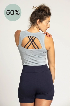 I'mPerfect Stonewash Half Moon Open Back Tank Top 50%off