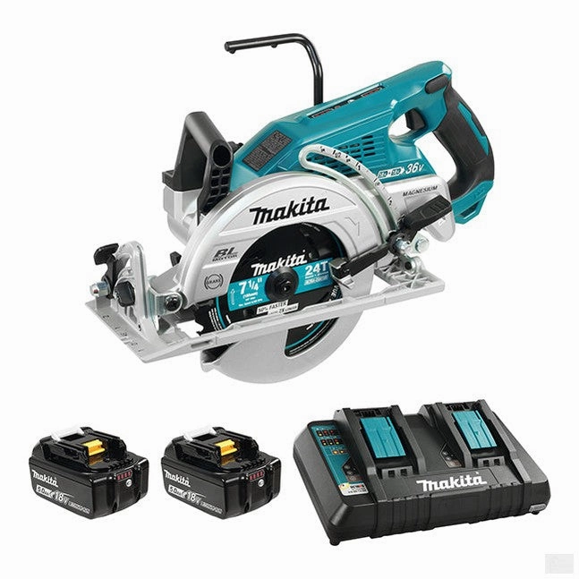 Makita 36V(18Vx2) LXT Brushless 7-1/4" Circular Saw, 5.0Ah x2 (DRS780PT2X)