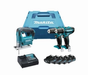 Makita Cordless Combo Kit C/W 5 Pcs 2Ah Battery. 2 Drill 1 Jig Saw | Model : M-CLX304SAJ1