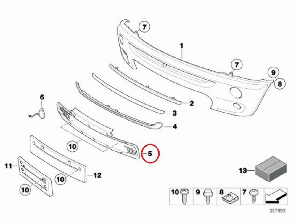 Mini Cooper S Front Bumper Air Intake Grille 51117068396 New OEM 02-08 R52 R53