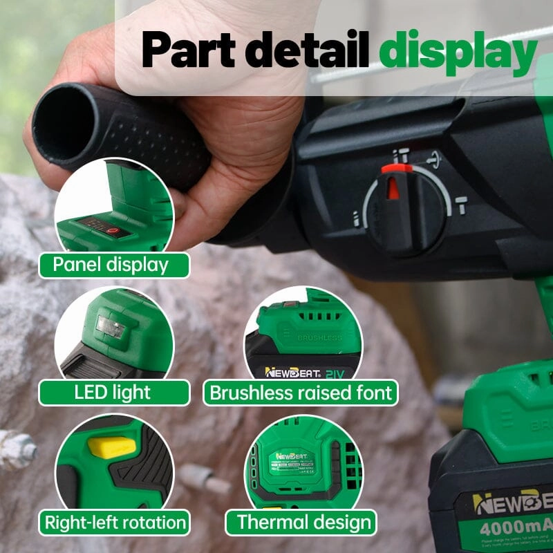 NEWBEAT 21V Cordless Rotary Hammer (BL)  C/W 2 Battery & 1 Charger | Model : NBT-CRH-26C