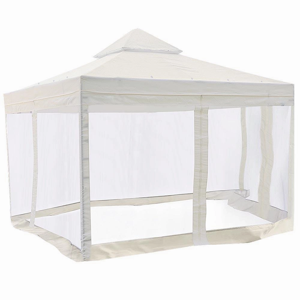 TheLAShop 10x10 ft Gazebo Top Replacement with Netting Ivory