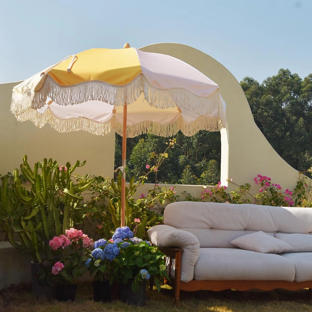 TheLAShop 6 ft 8-Rib Wood Market Umbrella Tilt Palm Springs 5-10yr