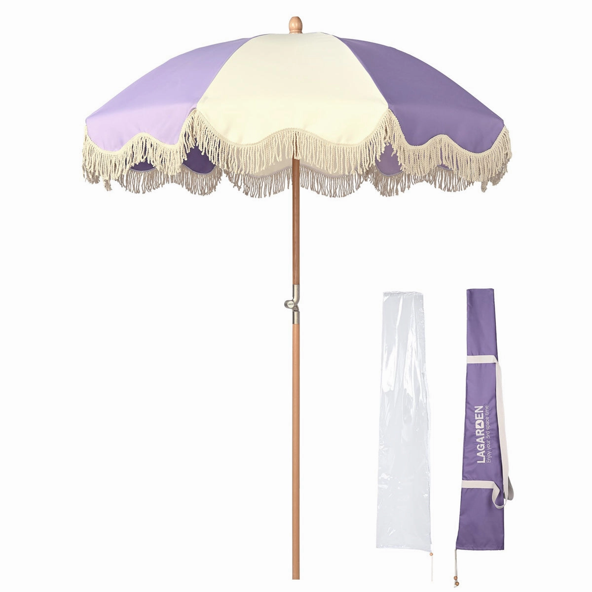 TheLAShop 6 ft 8-Rib Wood Market Umbrella Tilt Palm Springs 5-10yr