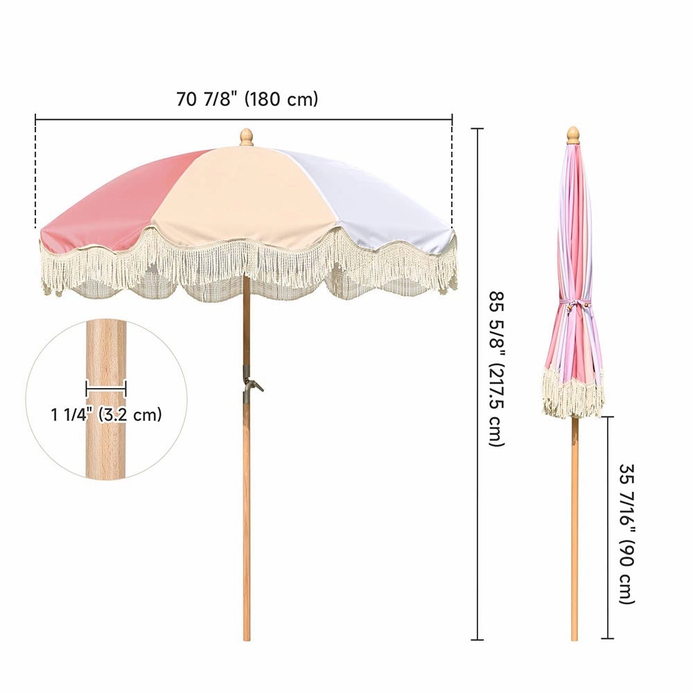 TheLAShop 6 ft 8-Rib Wood Market Umbrella Tilt Palm Springs 5-10yr