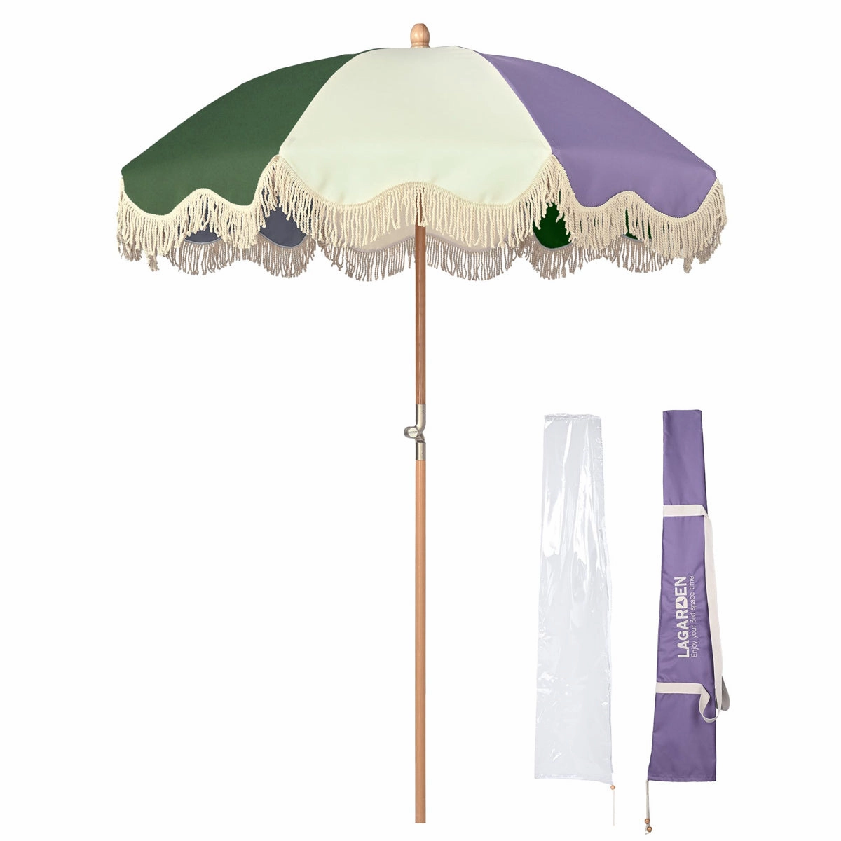 TheLAShop 6 ft 8-Rib Wood Market Umbrella Tilt Palm Springs 5-10yr