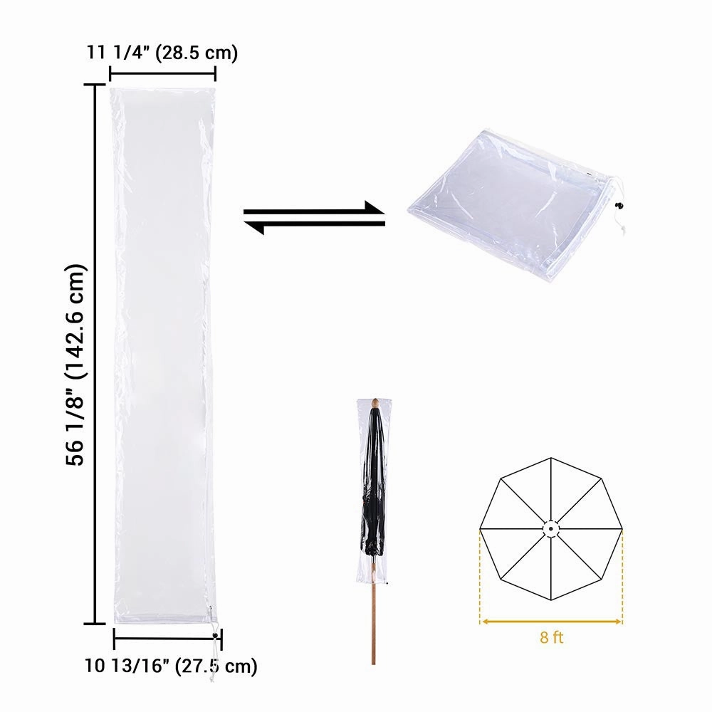 TheLAShop 8ft Outdoor Umbrella Cover with Zipper 56 in. Transparent