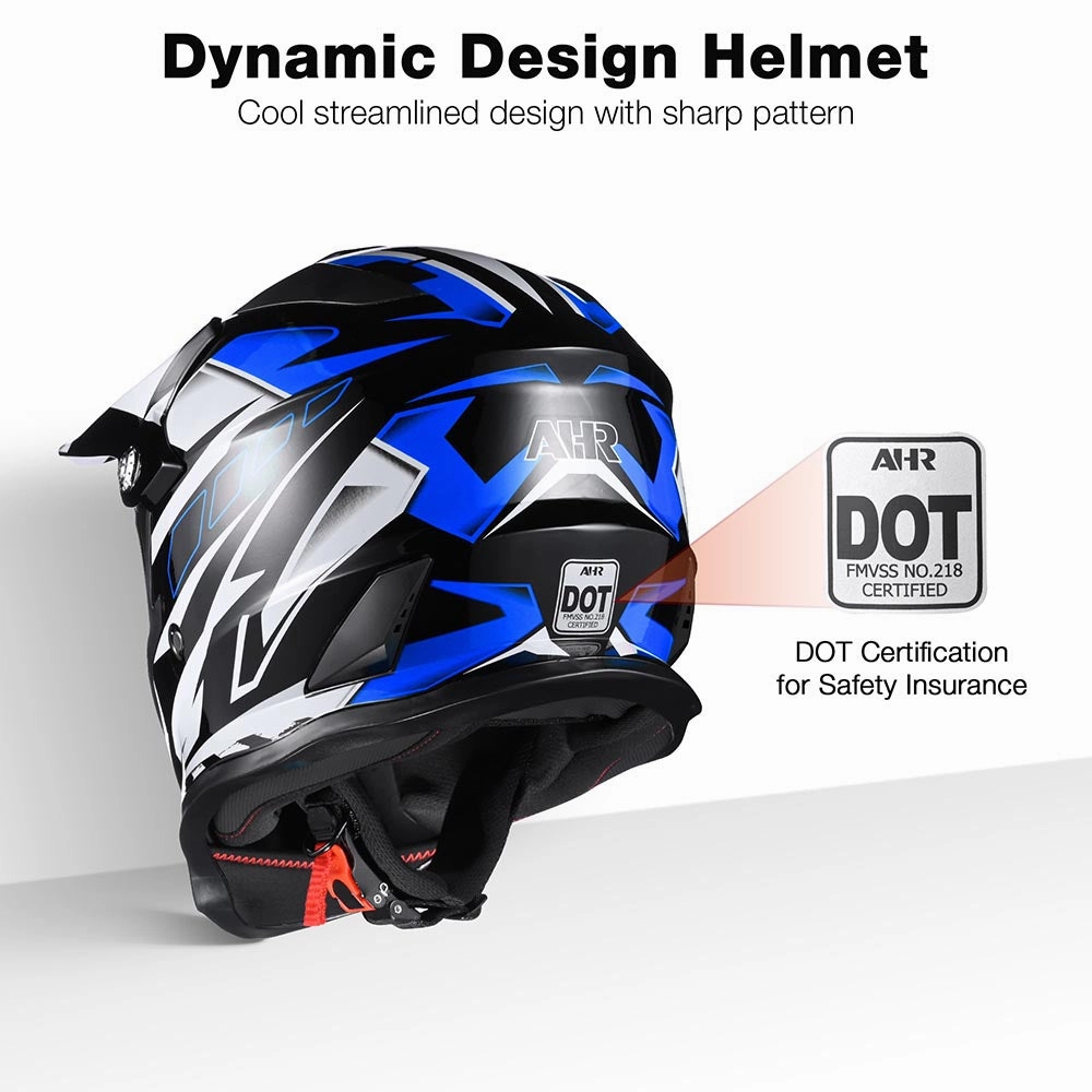 TheLAShop Black Blue Dirt Bike Helmet Full Face DOT Lightweight