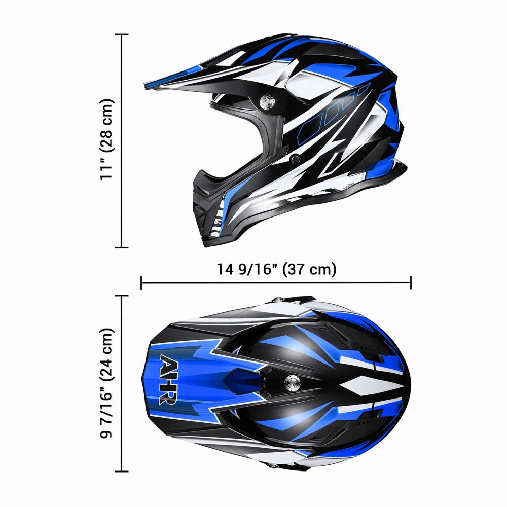 TheLAShop Black Blue Dirt Bike Helmet Full Face DOT Lightweight