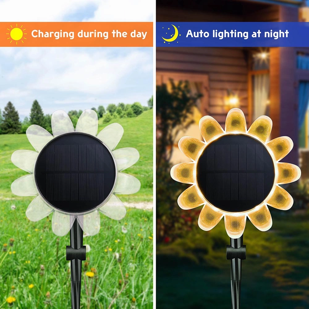TheLAShop Solar Yard Light Sunflower with Stake Outdoor Waterproof RGB