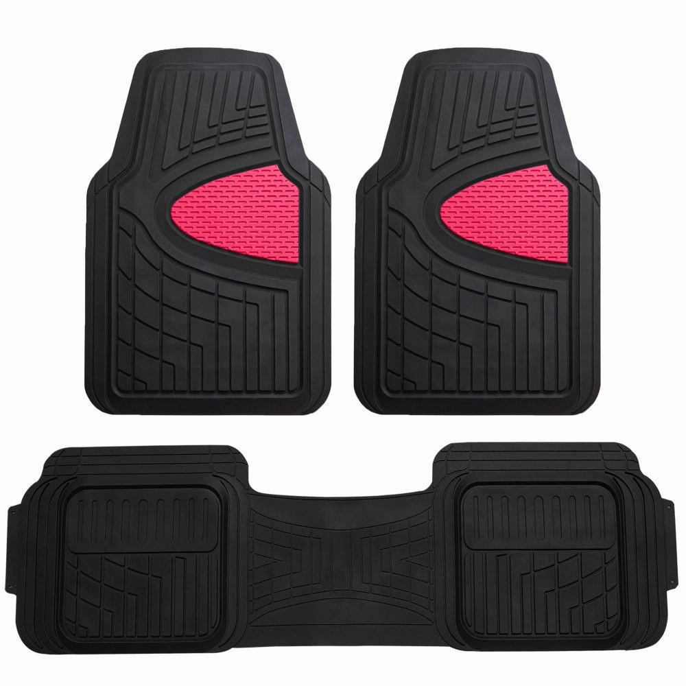 Trimmable ClimaProof Heavy Duty Tall Channel Non-Slip Rubber Floor Mats - Full Set Pink