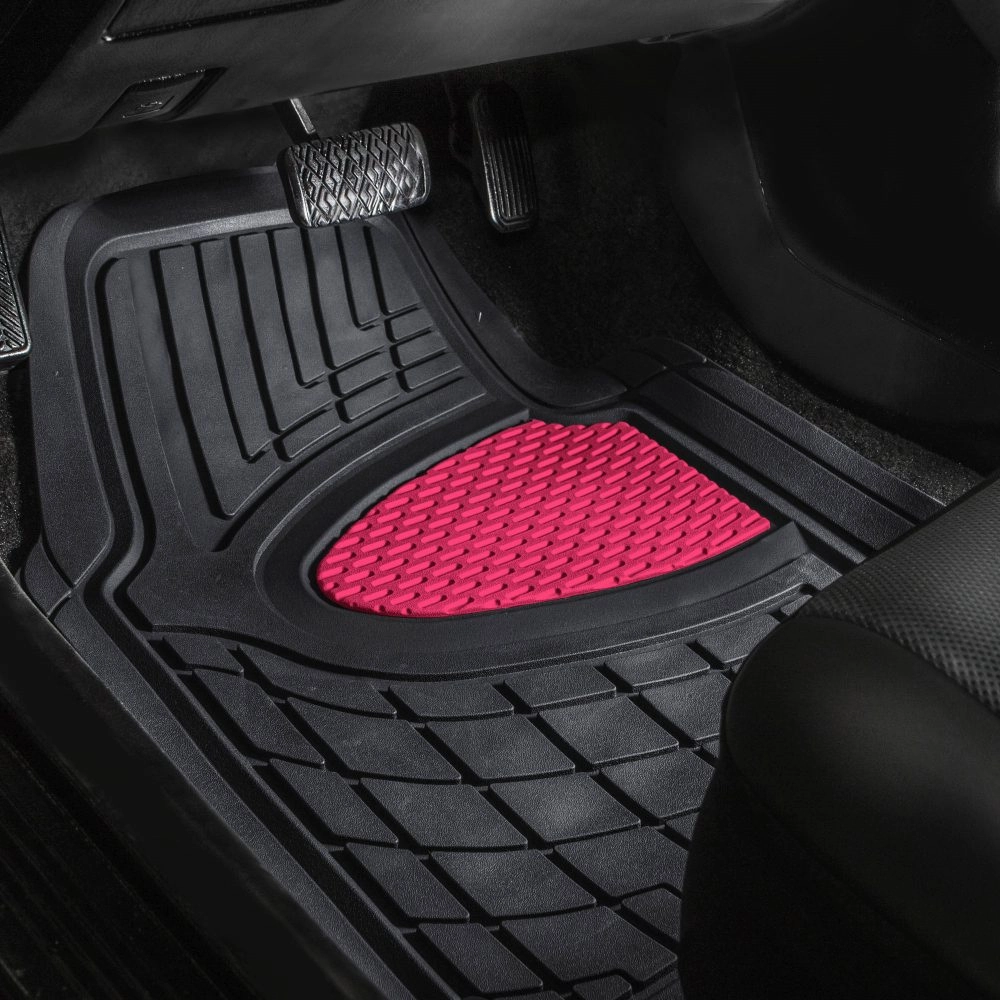 Trimmable ClimaProof Heavy Duty Tall Channel Non-Slip Rubber Floor Mats - Full Set Pink