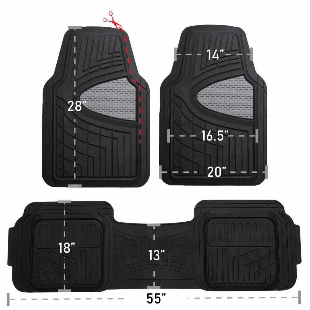 Trimmable ClimaProof Heavy Duty Tall Channel Non-Slip Rubber Floor Mats - Full Set Pink