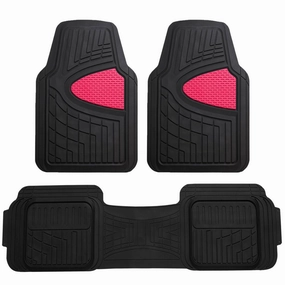 Trimmable ClimaProof Heavy Duty Tall Channel Non-Slip Rubber Floor Mats - Full Set Pink