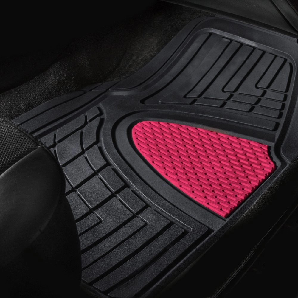 Trimmable ClimaProof Heavy Duty Tall Channel Non-Slip Rubber Floor Mats - Full Set Pink